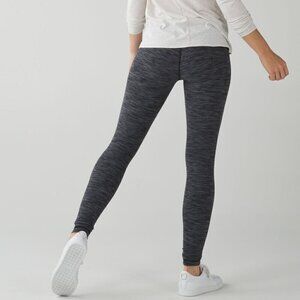 Luluemon Wunder Under  Pants sz 6 Diamond Jacquard Space Dye Black Slate